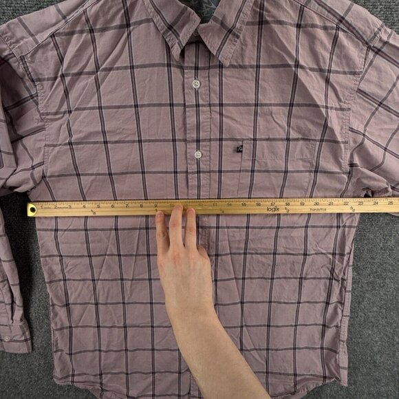 Quiksilver Button Up Shirt Long Sleeve Men Skate Surf Light Red Large Cotton - Picture 5 of 11